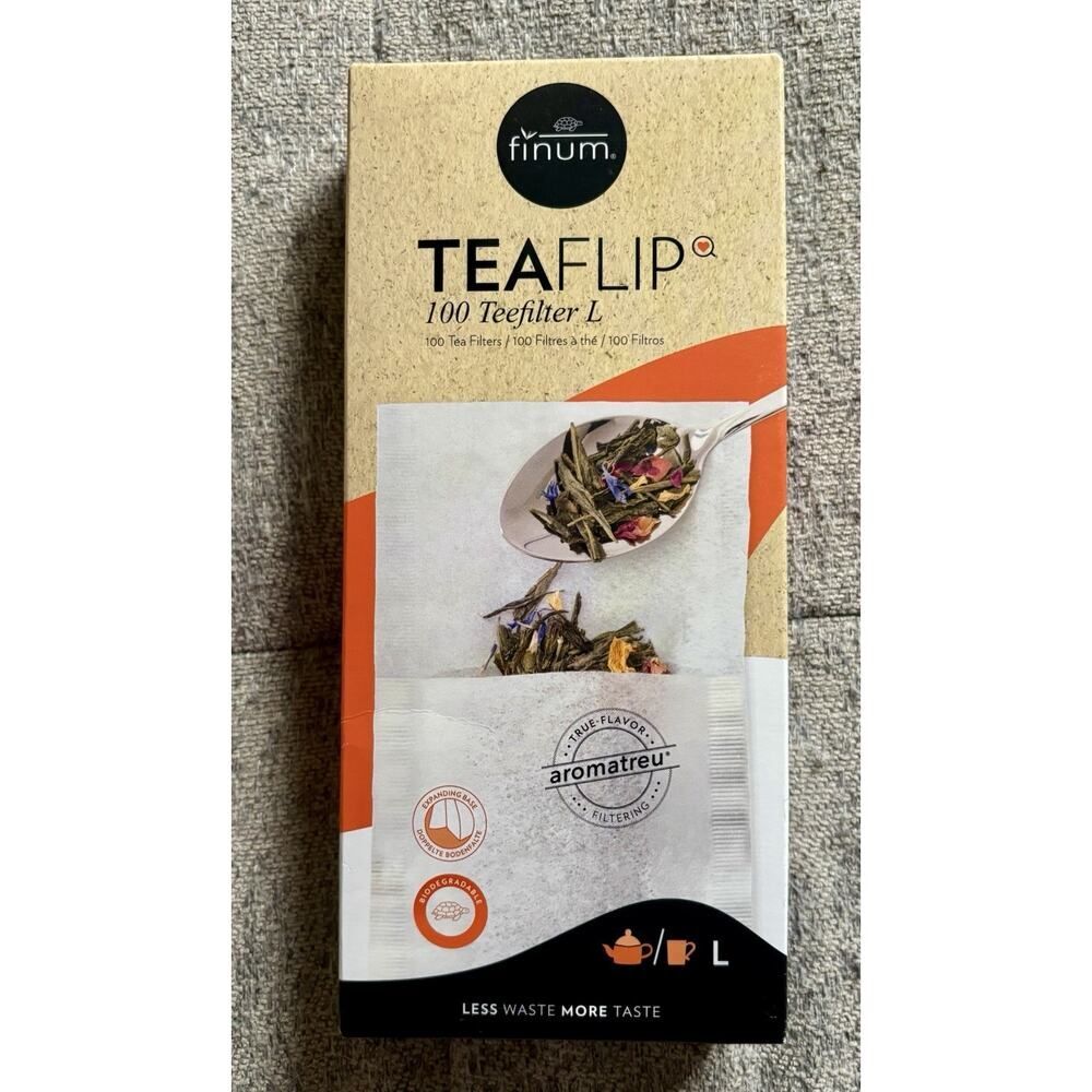 Finum Teaflip 100 Tea Filters For Loose Leaf Tea Large Bags